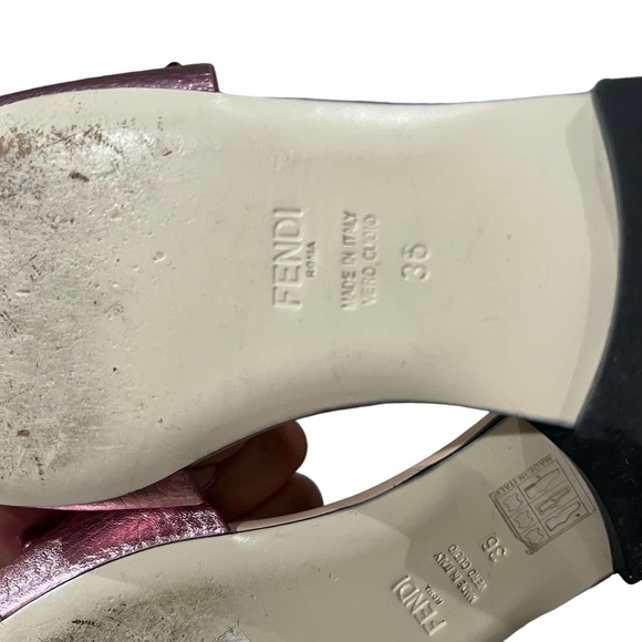 Fendi Metallic Pink Studded Sandals EU Size 36 - Picture 6 of 9